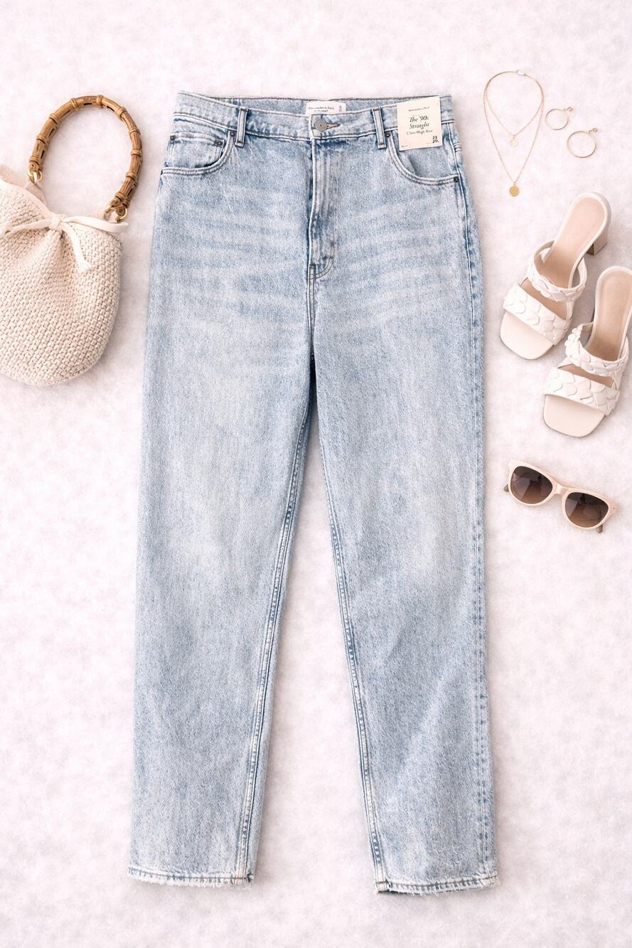 NWT Abercrombie & Fitch Women's The '90s Straight Ultra High Rise Jeans 35/20L